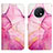 Leather Case Stands Fashionable Pattern Flip Cover Holder Y04B for Xiaomi Redmi Note 9 5G Hot Pink