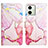 Leather Case Stands Fashionable Pattern Flip Cover Holder YB4 for Motorola Moto G54 5G Pink