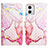 Leather Case Stands Fashionable Pattern Flip Cover Holder YB4 for Motorola Moto G73 5G Pink