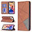 Leather Case Stands Fashionable Pattern Flip Cover L04 Holder for Apple iPhone 13 Brown