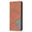 Leather Case Stands Fashionable Pattern Flip Cover L04 Holder for Apple iPhone 13 Brown