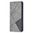 Leather Case Stands Fashionable Pattern Flip Cover L04 Holder for Apple iPhone 13 Gray