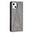 Leather Case Stands Fashionable Pattern Flip Cover L04 Holder for Apple iPhone 13 Gray