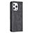 Leather Case Stands Fashionable Pattern Flip Cover L04 Holder for Apple iPhone 13 Pro Max Black