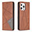 Leather Case Stands Fashionable Pattern Flip Cover L04 Holder for Apple iPhone 13 Pro Max Brown