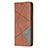 Leather Case Stands Fashionable Pattern Flip Cover L04 Holder for Apple iPhone 13 Pro Max Brown