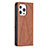 Leather Case Stands Fashionable Pattern Flip Cover L04 Holder for Apple iPhone 13 Pro Max Brown