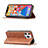 Leather Case Stands Fashionable Pattern Flip Cover L04 Holder for Apple iPhone 13 Pro Max Brown