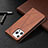 Leather Case Stands Fashionable Pattern Flip Cover L04 Holder for Apple iPhone 13 Pro Max Brown