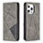 Leather Case Stands Fashionable Pattern Flip Cover L04 Holder for Apple iPhone 13 Pro Max Gray