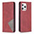 Leather Case Stands Fashionable Pattern Flip Cover L04 Holder for Apple iPhone 13 Pro Max Red