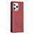 Leather Case Stands Fashionable Pattern Flip Cover L04 Holder for Apple iPhone 13 Pro Max Red