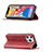 Leather Case Stands Fashionable Pattern Flip Cover L04 Holder for Apple iPhone 13 Pro Max Red