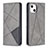 Leather Case Stands Fashionable Pattern Flip Cover L04 Holder for Apple iPhone 14 Plus Gray