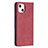 Leather Case Stands Fashionable Pattern Flip Cover L04 Holder for Apple iPhone 14 Plus Red