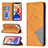 Leather Case Stands Fashionable Pattern Flip Cover L04 Holder for Apple iPhone 14 Plus Yellow