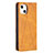 Leather Case Stands Fashionable Pattern Flip Cover L04 Holder for Apple iPhone 14 Plus Yellow