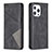 Leather Case Stands Fashionable Pattern Flip Cover L04 Holder for Apple iPhone 14 Pro Black