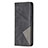 Leather Case Stands Fashionable Pattern Flip Cover L04 Holder for Apple iPhone 14 Pro Black