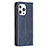 Leather Case Stands Fashionable Pattern Flip Cover L04 Holder for Apple iPhone 14 Pro Blue