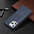 Leather Case Stands Fashionable Pattern Flip Cover L04 Holder for Apple iPhone 14 Pro Blue