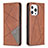 Leather Case Stands Fashionable Pattern Flip Cover L04 Holder for Apple iPhone 14 Pro Brown