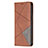 Leather Case Stands Fashionable Pattern Flip Cover L04 Holder for Apple iPhone 14 Pro Brown