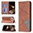 Leather Case Stands Fashionable Pattern Flip Cover L04 Holder for Apple iPhone 14 Pro Brown