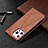 Leather Case Stands Fashionable Pattern Flip Cover L04 Holder for Apple iPhone 14 Pro Brown