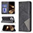 Leather Case Stands Fashionable Pattern Flip Cover L04 Holder for Apple iPhone 14 Pro Max Black