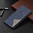 Leather Case Stands Fashionable Pattern Flip Cover L04 Holder for Apple iPhone 14 Pro Max Blue