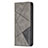 Leather Case Stands Fashionable Pattern Flip Cover L04 Holder for Apple iPhone 14 Pro Max Gray