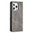 Leather Case Stands Fashionable Pattern Flip Cover L04 Holder for Apple iPhone 14 Pro Max Gray