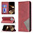 Leather Case Stands Fashionable Pattern Flip Cover L04 Holder for Apple iPhone 14 Pro Max Red