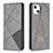 Leather Case Stands Fashionable Pattern Flip Cover L04 Holder for Apple iPhone 15 Gray