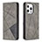 Leather Case Stands Fashionable Pattern Flip Cover L04 Holder for Apple iPhone 15 Pro Gray