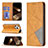 Leather Case Stands Fashionable Pattern Flip Cover L04 Holder for Apple iPhone 16 Pro Max Yellow