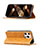 Leather Case Stands Fashionable Pattern Flip Cover L04 Holder for Apple iPhone 16 Pro Max Yellow