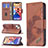 Leather Case Stands Fashionable Pattern Flip Cover L05 Holder for Apple iPhone 13 Brown