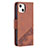 Leather Case Stands Fashionable Pattern Flip Cover L05 Holder for Apple iPhone 13 Brown