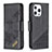 Leather Case Stands Fashionable Pattern Flip Cover L05 Holder for Apple iPhone 14 Pro Black