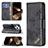 Leather Case Stands Fashionable Pattern Flip Cover L05 Holder for Apple iPhone 14 Pro Black