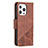 Leather Case Stands Fashionable Pattern Flip Cover L05 Holder for Apple iPhone 14 Pro Brown