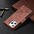 Leather Case Stands Fashionable Pattern Flip Cover L05 Holder for Apple iPhone 14 Pro Brown