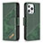 Leather Case Stands Fashionable Pattern Flip Cover L05 Holder for Apple iPhone 14 Pro Green