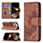 Leather Case Stands Fashionable Pattern Flip Cover L05 Holder for Apple iPhone 14 Pro Max Brown