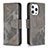 Leather Case Stands Fashionable Pattern Flip Cover L05 Holder for Apple iPhone 14 Pro Max Gray