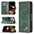 Leather Case Stands Fashionable Pattern Flip Cover L05 Holder for Apple iPhone 14 Pro Max Green