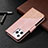 Leather Case Stands Fashionable Pattern Flip Cover L05 Holder for Apple iPhone 14 Pro Max Rose Gold