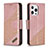 Leather Case Stands Fashionable Pattern Flip Cover L05 Holder for Apple iPhone 14 Pro Rose Gold